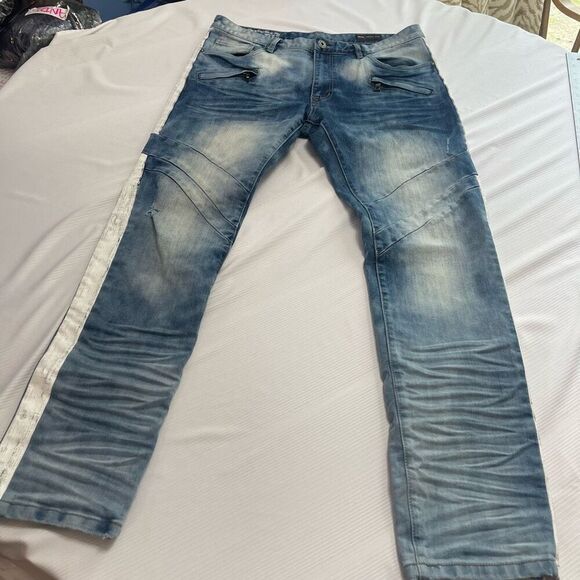 Smoke Rise Slim Fit Distressed Denim Jeans Size 36 X 32 - Picture 1 of 9